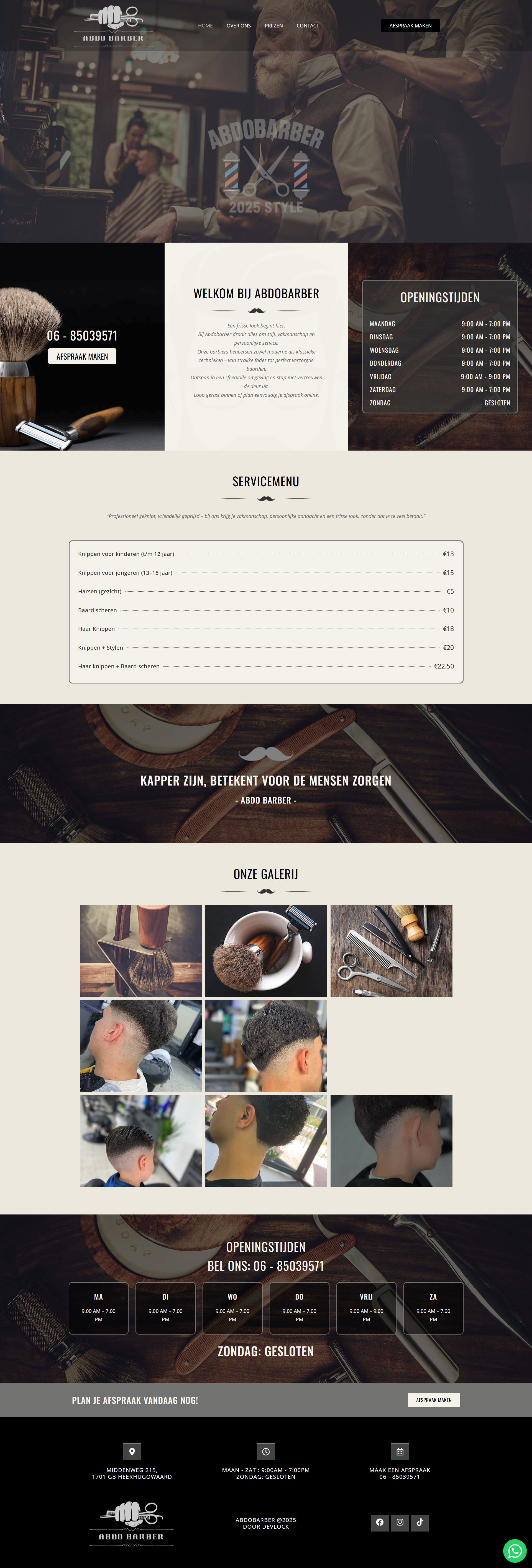 AbdoBarber-website schermafbeelding